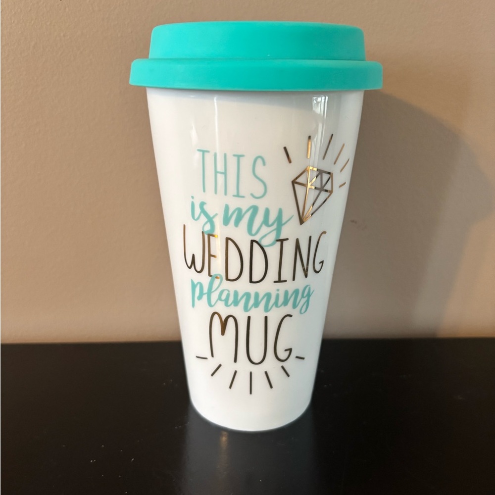 Wedding Planning Mug with Teal Lid